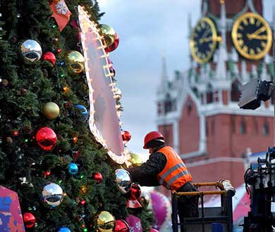 Монтаж больших ёлок в Самаре
